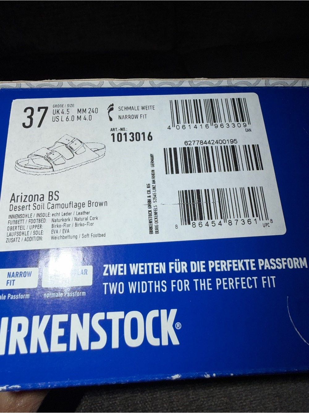 Birkenstock Arizona Camo Two-Stripe Sandal in Brown and Gray - Picture 2 of 5